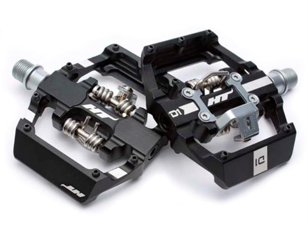 HT DUO D1 Kombi Pedaler Sort Alu, 5/9-pins, m/cleats, 388gr 